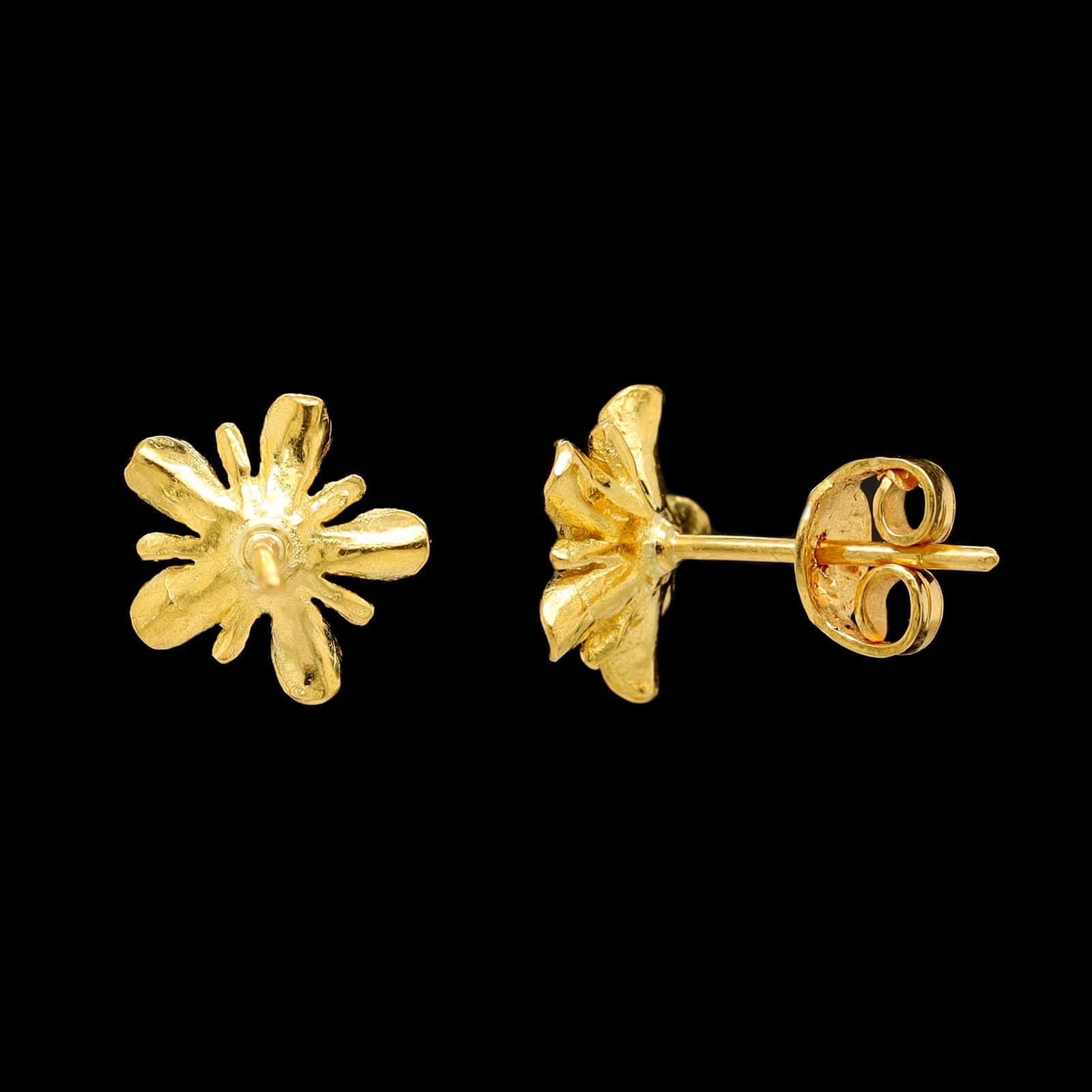 22K Yellow Gold Estate Flower Stud Earrings