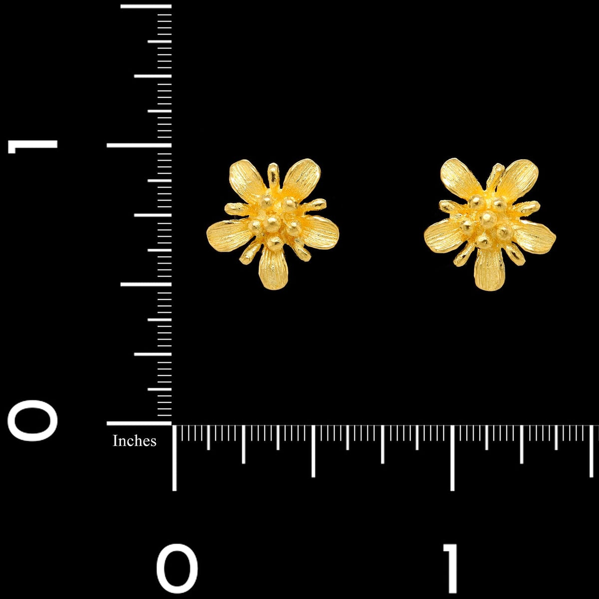 22K Yellow Gold Estate Flower Stud Earrings