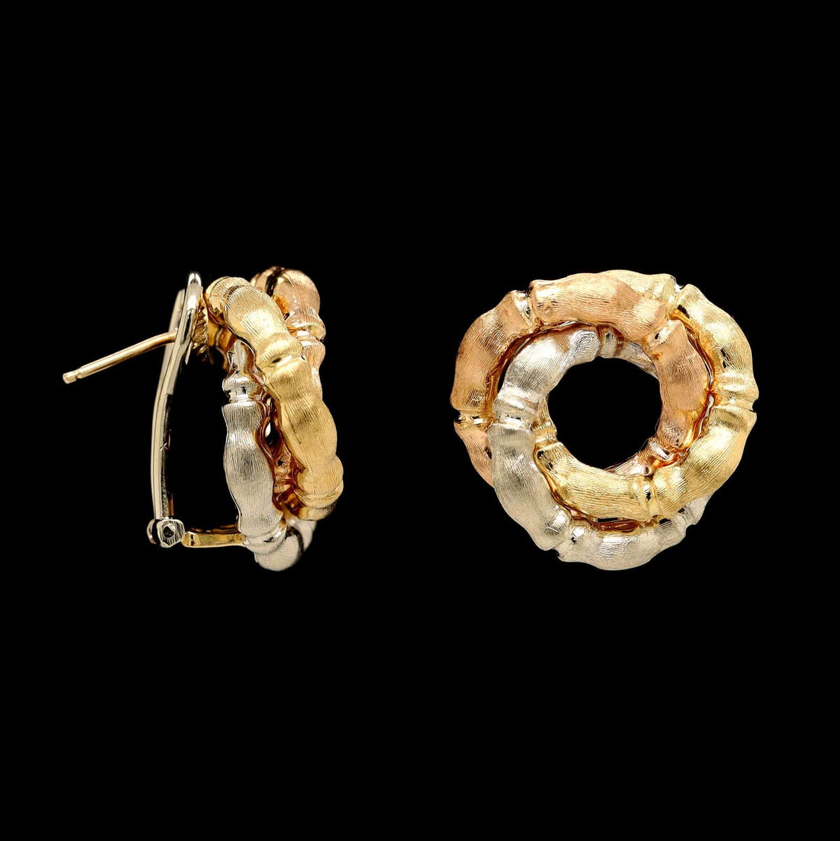 18K Tricolor Gold Estate Knot Earrings