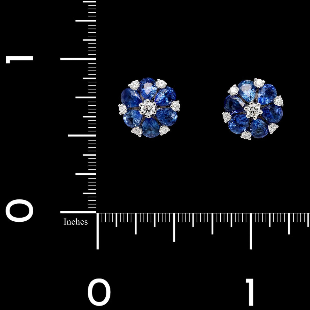 14K White Gold Estate Sapphire and Diamond Stud Earrings