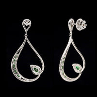 14K White Gold Estate Tsavorite and Diamond Earrings