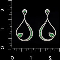 14K White Gold Estate Tsavorite and Diamond Earrings