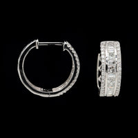 14K White Gold Estate Diamond Hoops