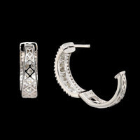 14K White Gold Estate Diamond Hoops