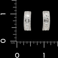 14K White Gold Estate Diamond Hoops