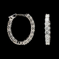 18K White Gold Estate Diamond Hoops
