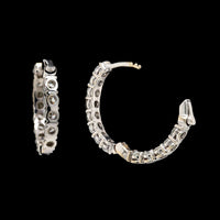 18K White Gold Estate Diamond Hoops