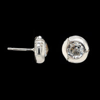 John Hardy Sterling Silver Estate Clear Quartz Bamboo Earrings