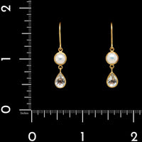 Mallary Marks 22K Yellow Gold Estate Pearl and White Topaz Earrings