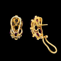 14K Yellow Gold Estate Amethyst and Diamond Earrings