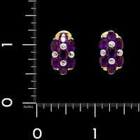 14K Yellow Gold Estate Amethyst and Diamond Earrings