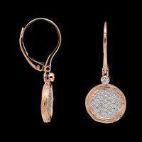 14K Rose Gold Estate Pave Diamond Drop Earrings