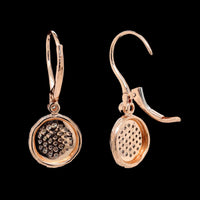 14K Rose Gold Estate Pave Diamond Drop Earrings
