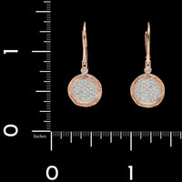 14K Rose Gold Estate Pave Diamond Drop Earrings