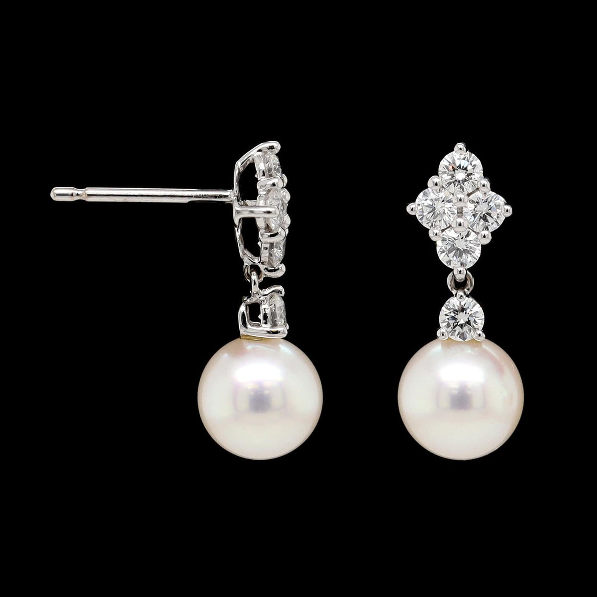 Mikimoto 18K White Gold Diamond Pearl #310815M12B Mikimoto Pearl and Diamond Pendant in 18K White Gold #512509  main image 3