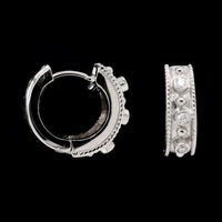 14K White Gold Estate Diamond Hoop Earrings