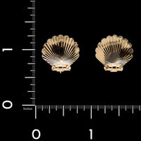 Retro Larter & Sons 14K Yellow Gold Estate Shell Earrings
