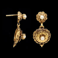 14K Yellow Gold Estate Cultured Pearl Earrings