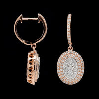 14K Rose Gold Estate Diamond Drop Earrings