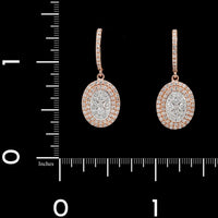 14K Rose Gold Estate Diamond Drop Earrings