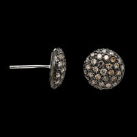 14K White Gold Estate Black Rhodium Brown Diamond Earrings