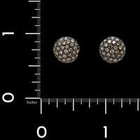 14K White Gold Estate Black Rhodium Brown Diamond Earrings