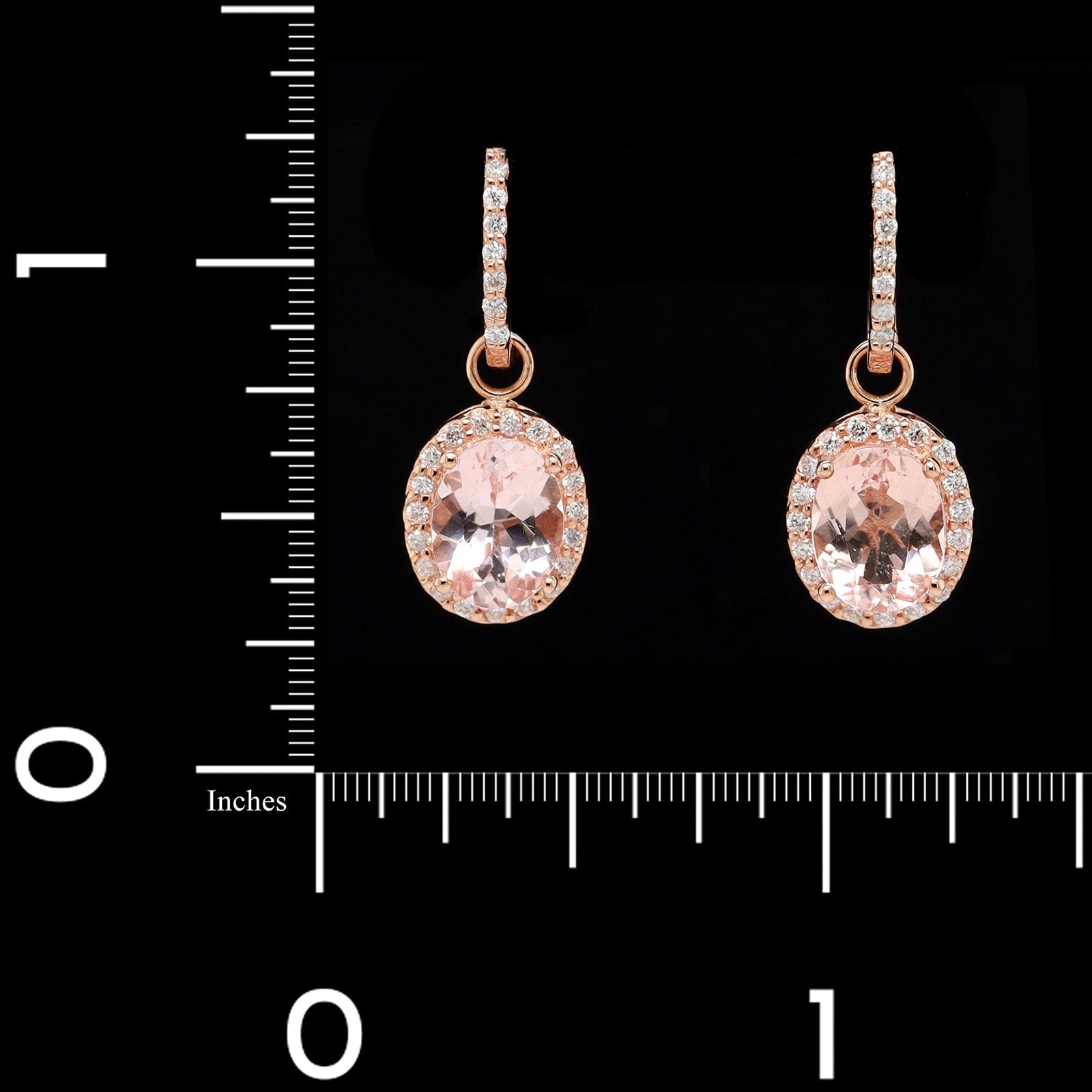 14K Rose Gold Estate Morganite and Diamond Drop Earrings