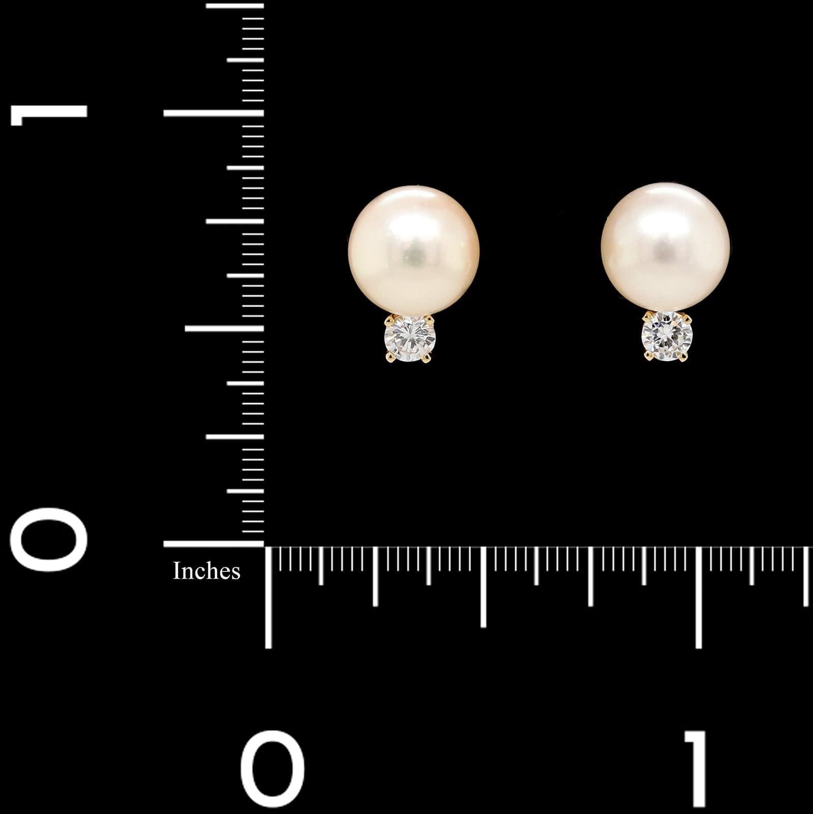 Tiffany & Co. 18K Yellow Gold Estate Akoya Cultured Pearl and Diamond Earrings