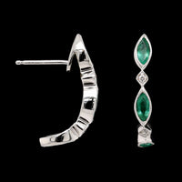 14K White Gold Estate Emerald and Diamond Earrings