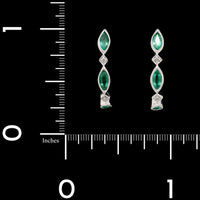 14K White Gold Estate Emerald and Diamond Earrings