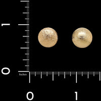 14K Yellow Gold Estate Textured Button Earrings
