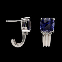 14K White Gold Estate Iolite Diamond Earrings