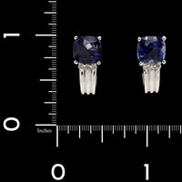 14K White Gold Estate Iolite Diamond Earrings