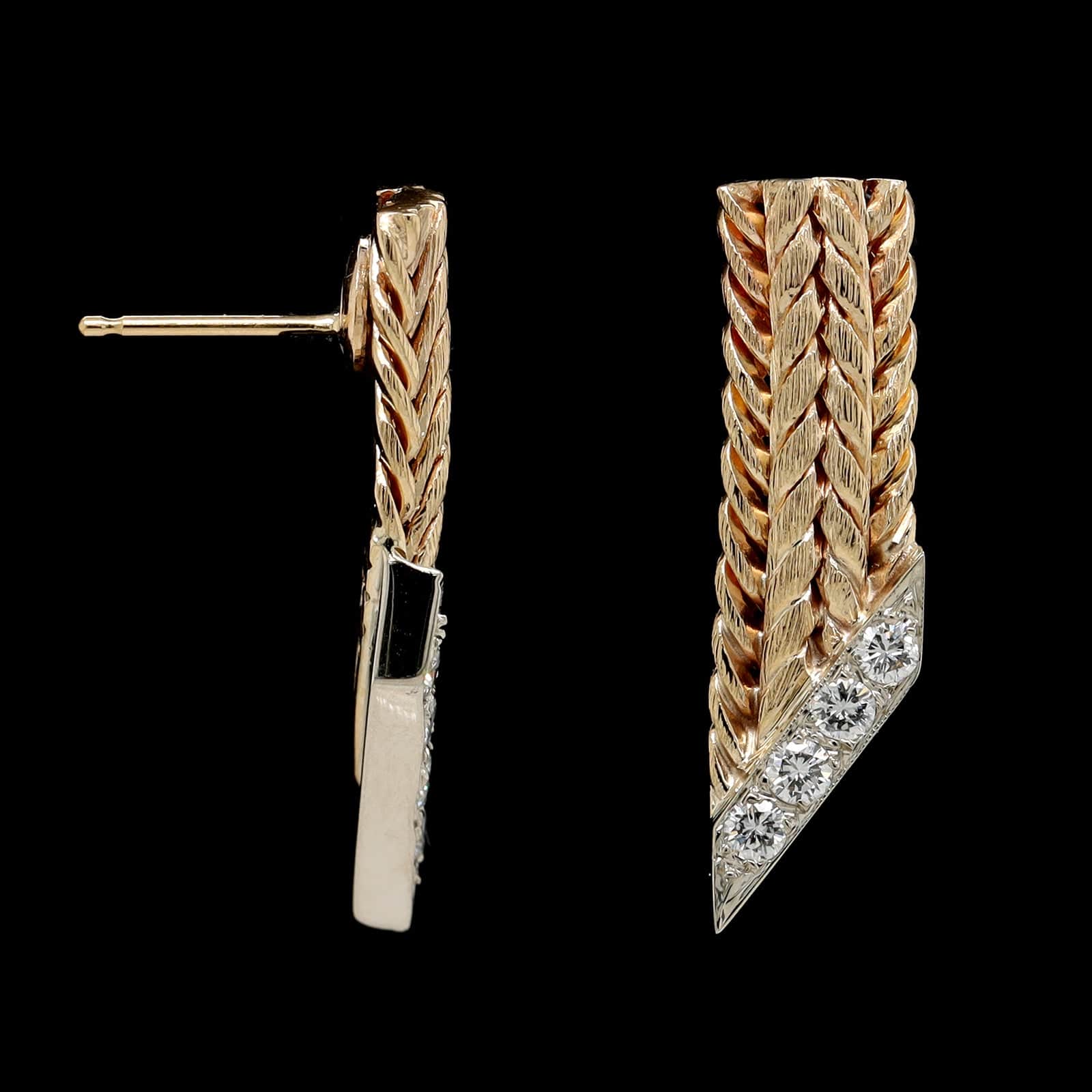 14K Two-tone Gold Estate Diamond Earrings