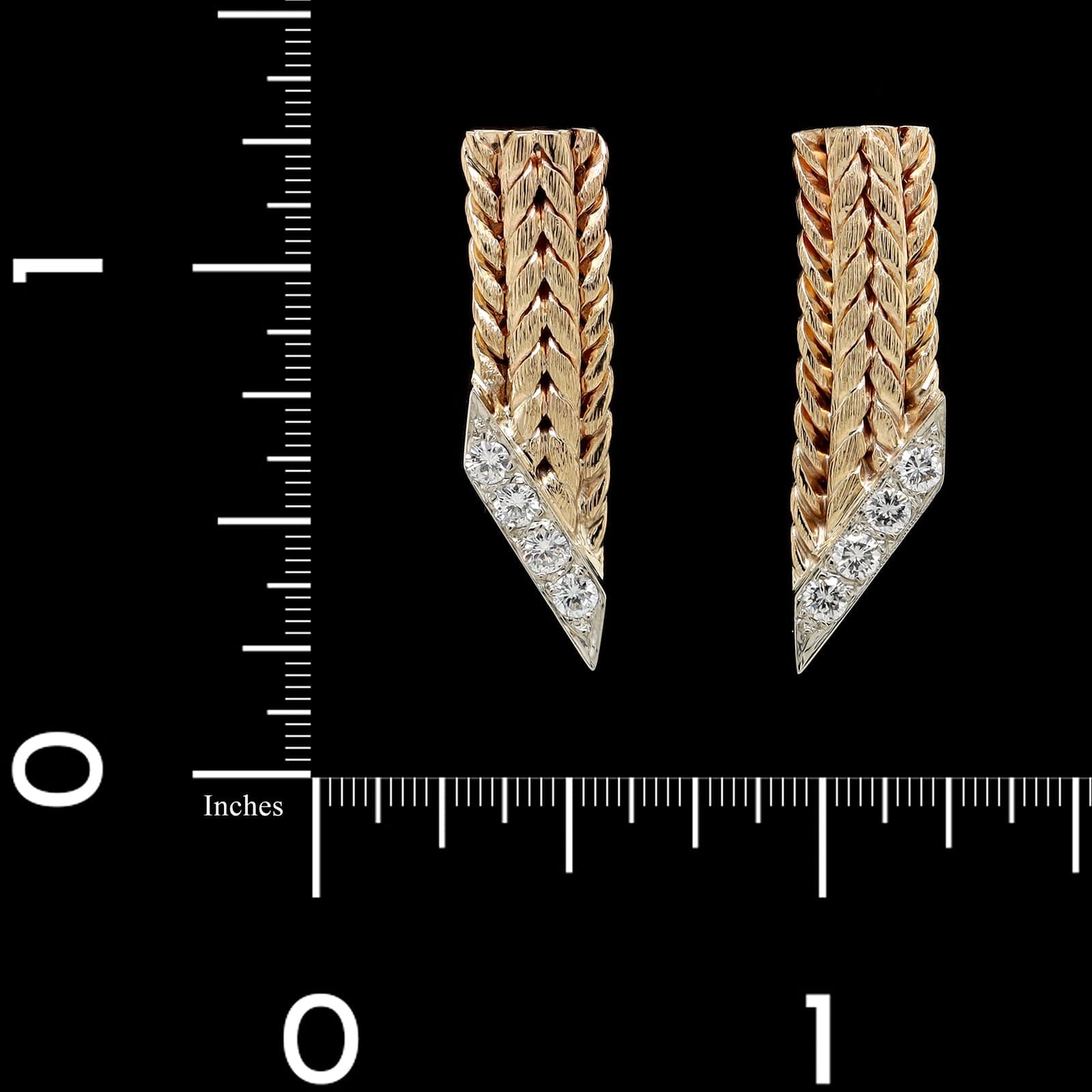 14K Two-tone Gold Estate Diamond Earrings