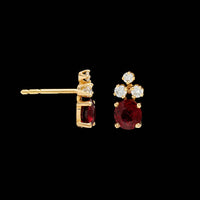 18K Yellow Gold Estate Red Spinel and Diamond Earrings