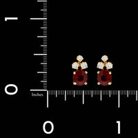 18K Yellow Gold Estate Red Spinel and Diamond Earrings