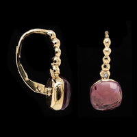 18K Yellow Gold Estate Amethyst and Diamond Earrings