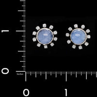 18K White Gold Estate Star Sapphire and Diamond Earrings