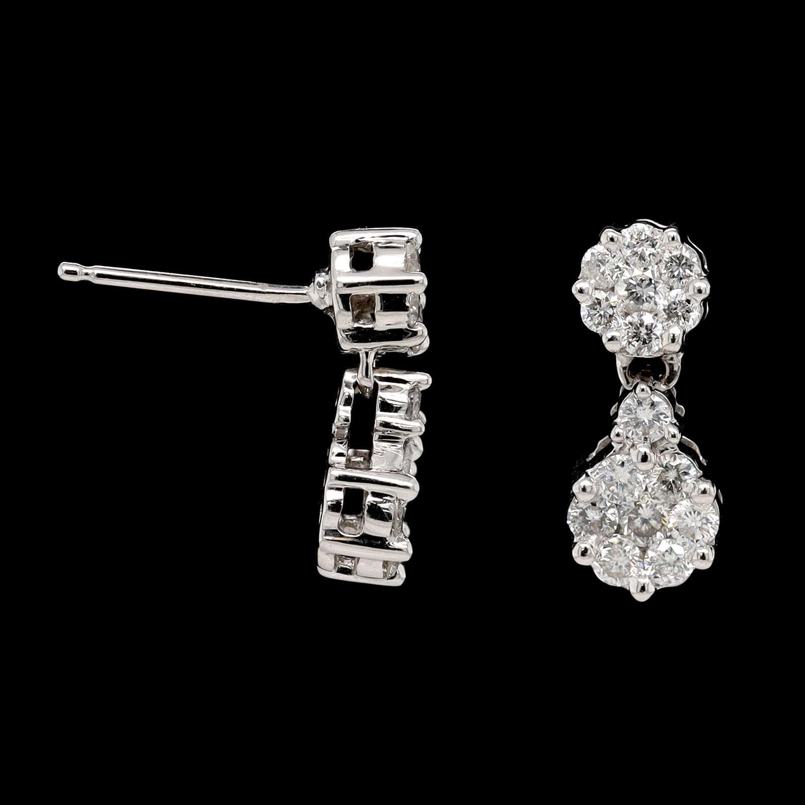 14K White Gold Estate Diamond Earrings