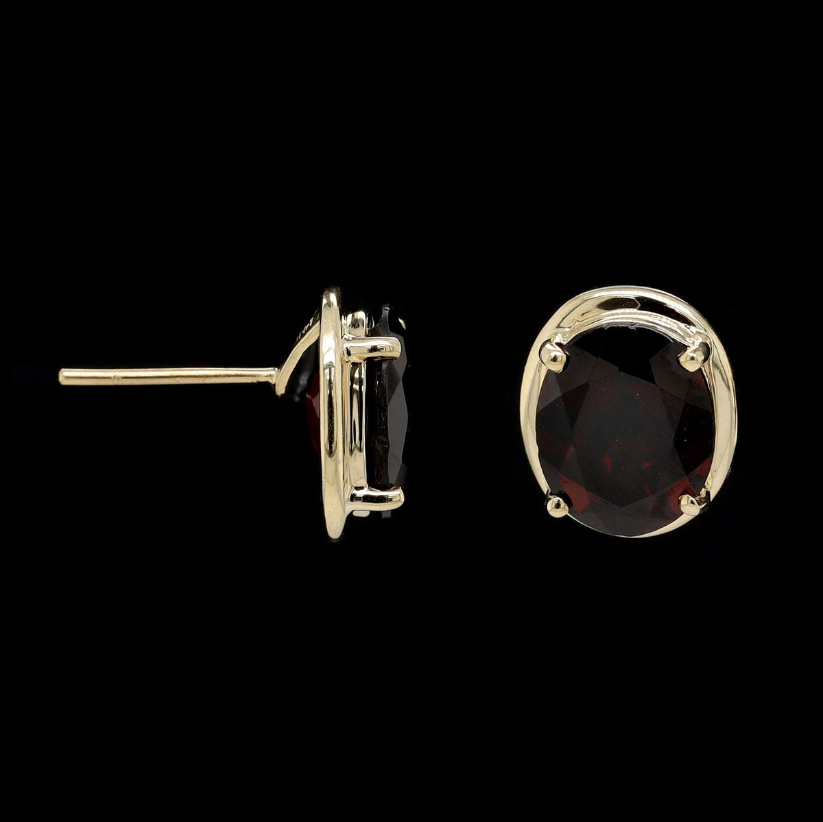 14K Yellow Gold Estate Garnet Stud Earrings