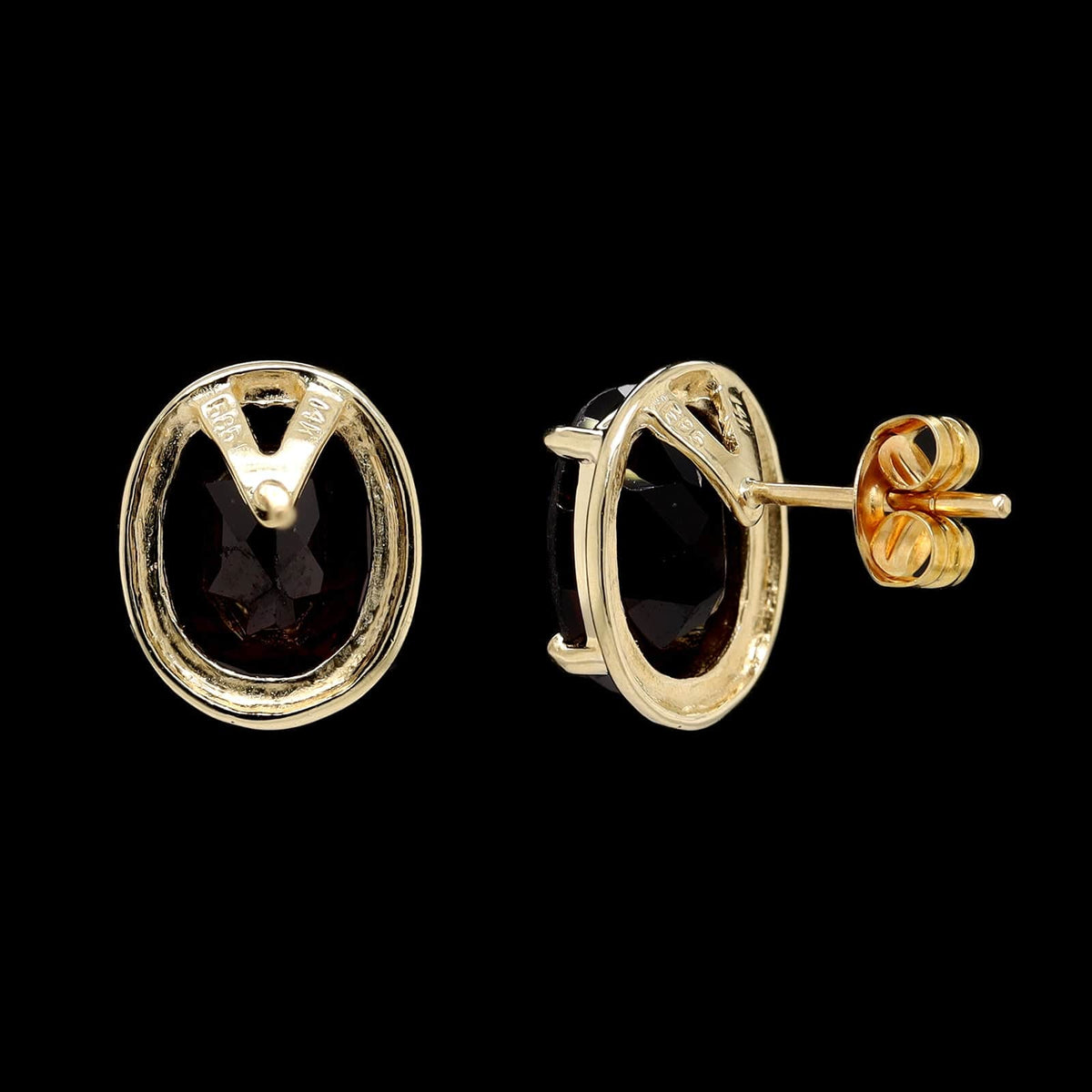 14K Yellow Gold Estate Garnet Stud Earrings