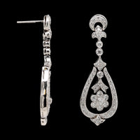 18K White Gold Estate Diamond Drop Earrings