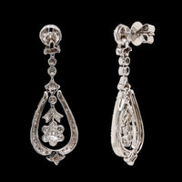 18K White Gold Estate Diamond Drop Earrings