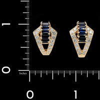Henry Dankner 14K Yellow Gold Estate Sapphire and Diamond Earrings