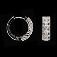 14K White Gold Estate Diamond Huggie Earrings