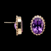 14K Yellow Gold Estate Amethyst Earrings