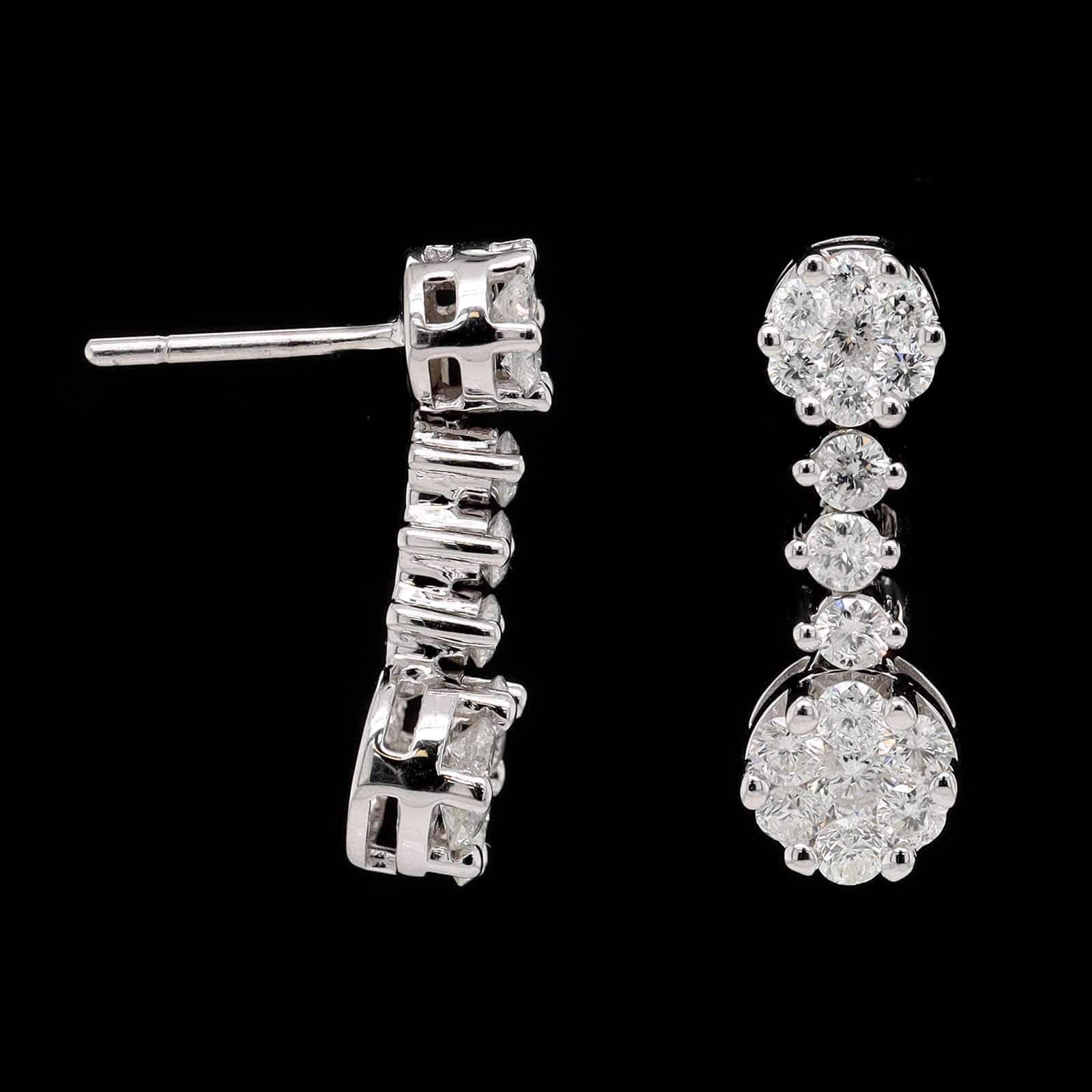 14K White Gold Estate Diamond Earrings