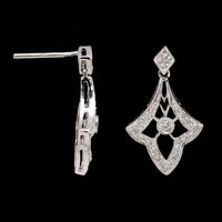 14K White Gold Estate Vintage Style Diamond Earrings