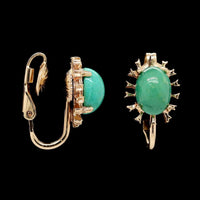 14K Yellow Gold Estate Turquoise Clip On Earrings